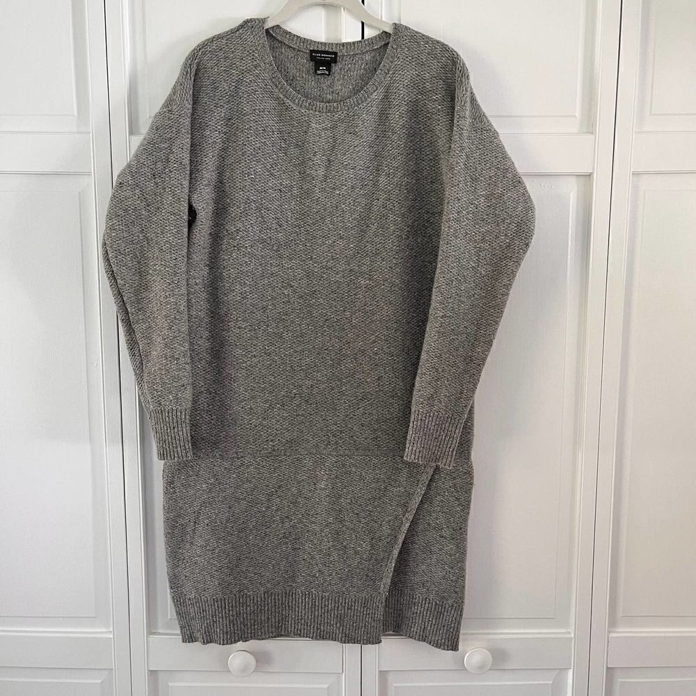 Club Monaco Italian Yarn Wool Silk Grey Long Sleeve Sweater Dress Size Medium